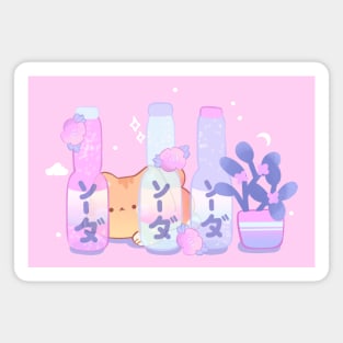 cute cat peeking behind bottles Magnet